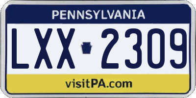 PA license plate LXX2309
