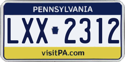PA license plate LXX2312