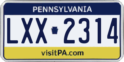 PA license plate LXX2314