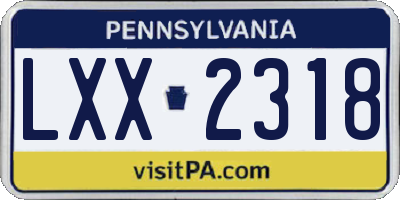 PA license plate LXX2318
