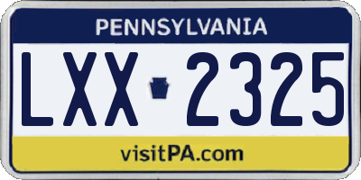 PA license plate LXX2325