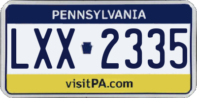 PA license plate LXX2335