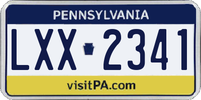 PA license plate LXX2341