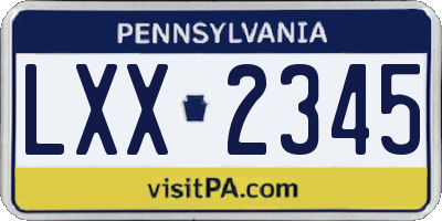 PA license plate LXX2345