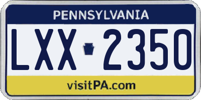 PA license plate LXX2350