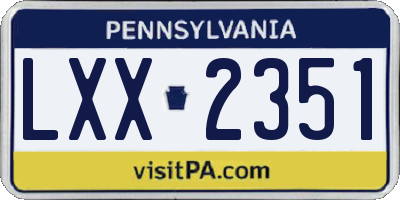 PA license plate LXX2351