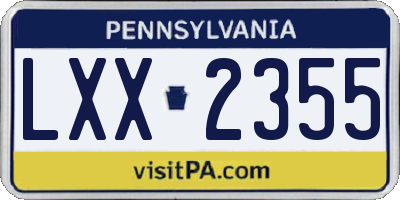 PA license plate LXX2355