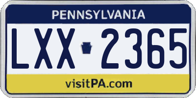 PA license plate LXX2365