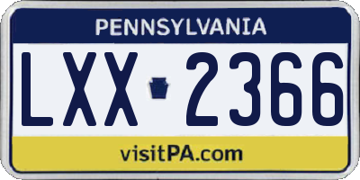PA license plate LXX2366
