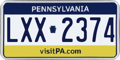 PA license plate LXX2374