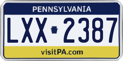 PA license plate LXX2387