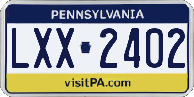 PA license plate LXX2402