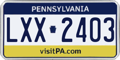 PA license plate LXX2403