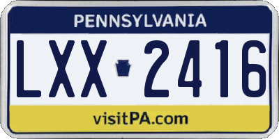 PA license plate LXX2416
