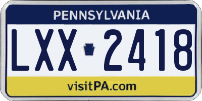 PA license plate LXX2418