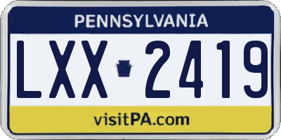PA license plate LXX2419