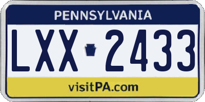 PA license plate LXX2433