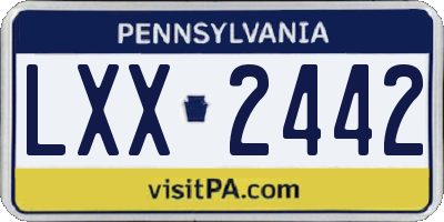 PA license plate LXX2442