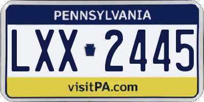 PA license plate LXX2445
