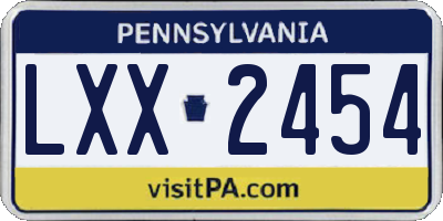 PA license plate LXX2454