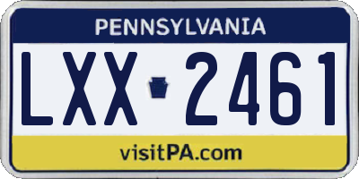 PA license plate LXX2461