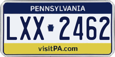 PA license plate LXX2462