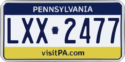 PA license plate LXX2477