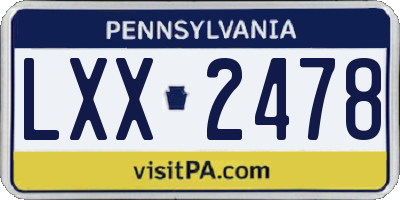 PA license plate LXX2478