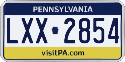 PA license plate LXX2854