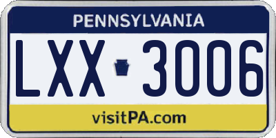 PA license plate LXX3006