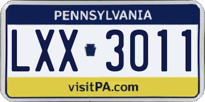 PA license plate LXX3011