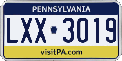 PA license plate LXX3019