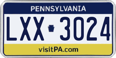 PA license plate LXX3024