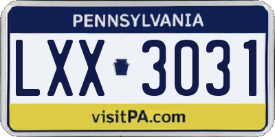 PA license plate LXX3031