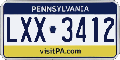 PA license plate LXX3412