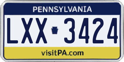 PA license plate LXX3424