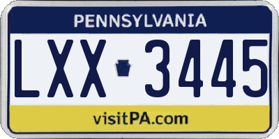 PA license plate LXX3445