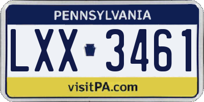 PA license plate LXX3461