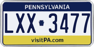 PA license plate LXX3477