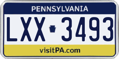 PA license plate LXX3493