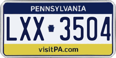PA license plate LXX3504