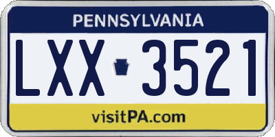 PA license plate LXX3521