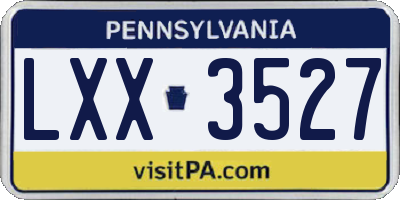 PA license plate LXX3527