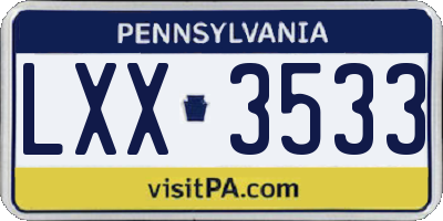 PA license plate LXX3533