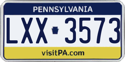 PA license plate LXX3573
