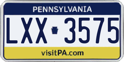 PA license plate LXX3575