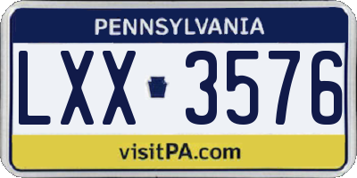 PA license plate LXX3576
