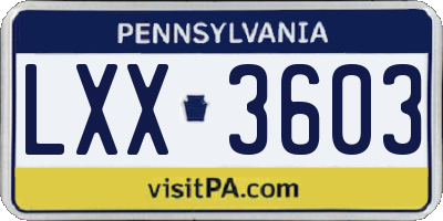 PA license plate LXX3603