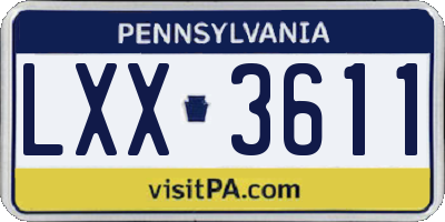 PA license plate LXX3611