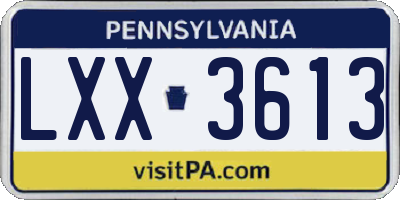 PA license plate LXX3613